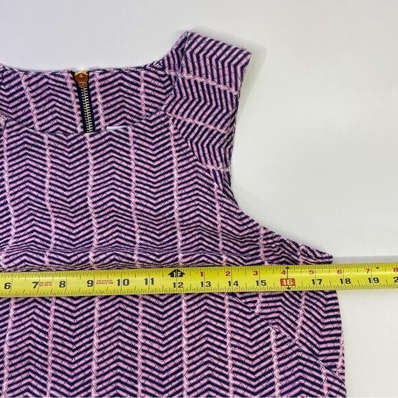 Southern Tide Audrey Ikat Chevron Mini Shift Dress Pink Size 4 Blue Gold Zip - Picture 9 of 10